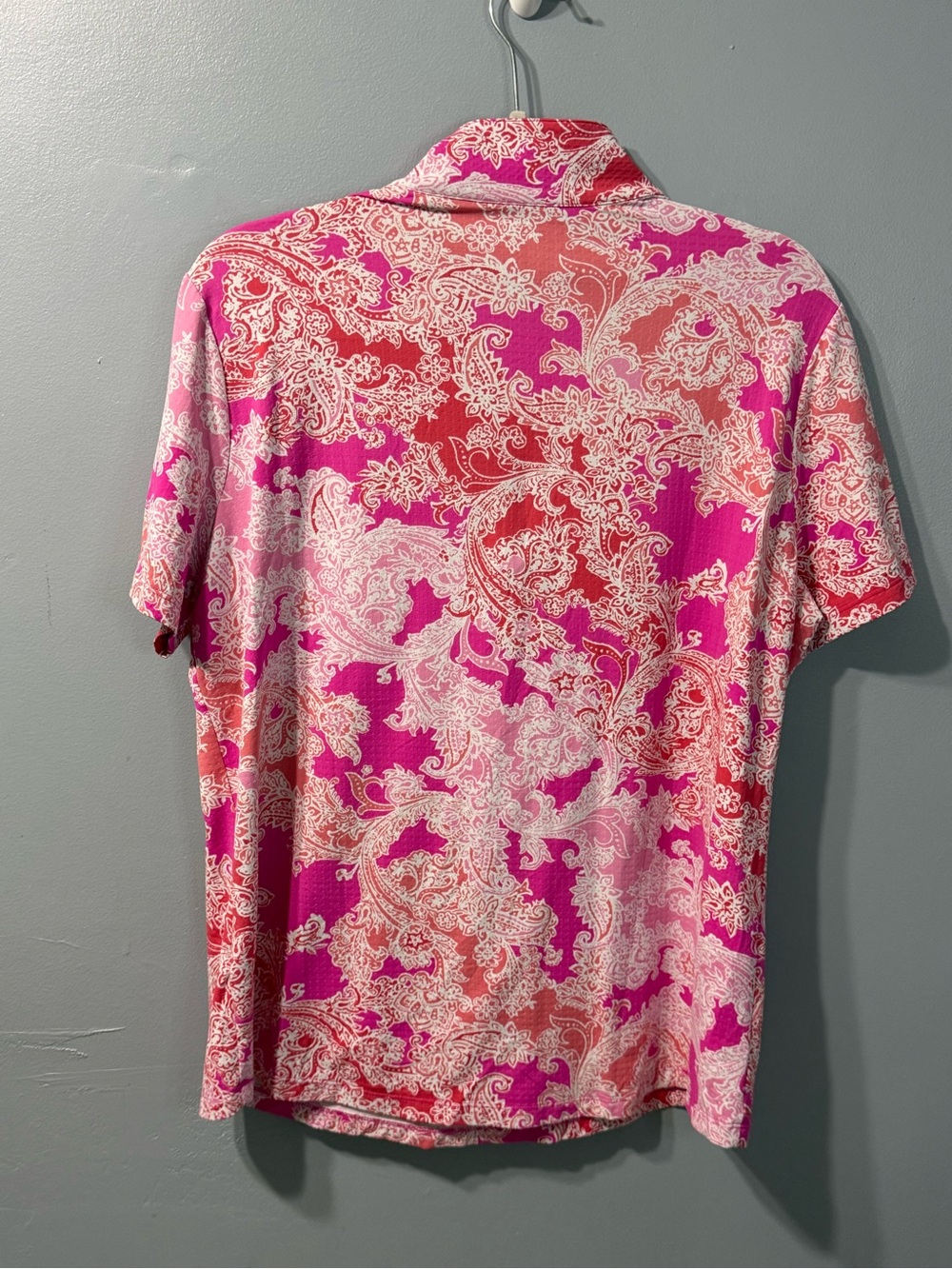 IBKUL UPF50+ Pascha Print Pink Short Sleeve Golf Quarter Zip Women’s Top Size XL - Picture 5 of 10